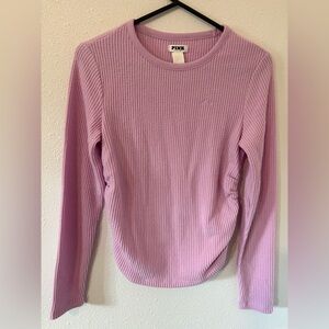 PINK Waffle Knit Long Sleeve Top